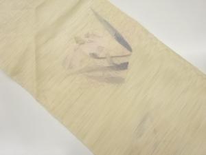 紗紬菖蒲模様織出し名古屋帯